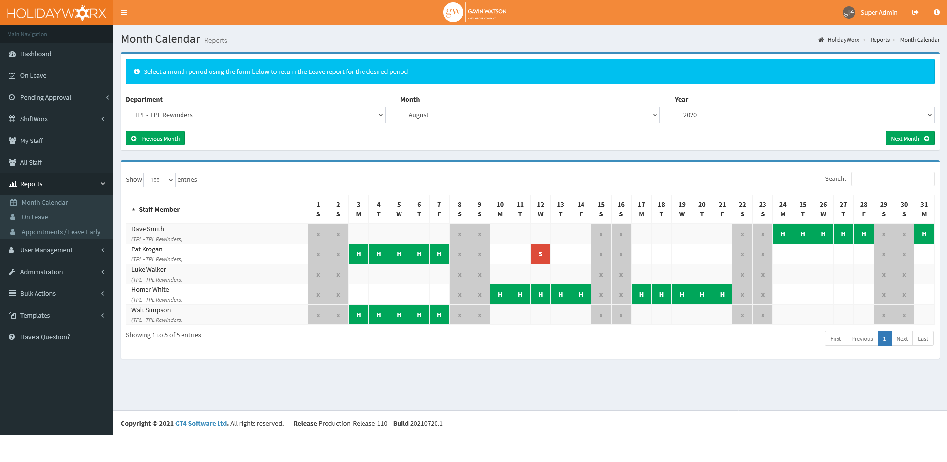 Reports screenshot